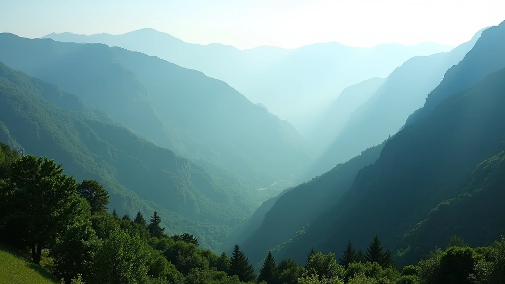 Black Sea highlands landscape with lush green mountains and misty valleys in northern Turkey