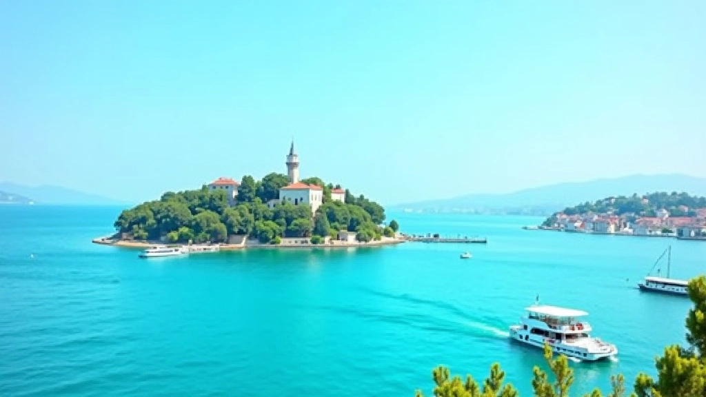 Princes Islands scenic waterfront view with boats and turquoise water near Istanbul